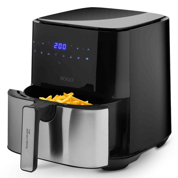 Sogo FRE-SS-10830 frituregryde Enkelt 5 L Enkeltstående 1450 W Varmluftsteger Sort, Sølv