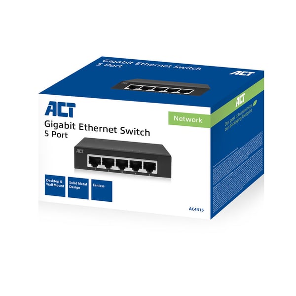 ACT AC4415 verkkokytkin Hallitsematon Gigabit Ethernet (10/100/1000) Harmaa