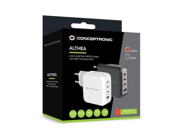 Conceptronic ALTHEA18W mobiililaitteen laturi Universaali Valkoinen AC Pikalataus Sisätila