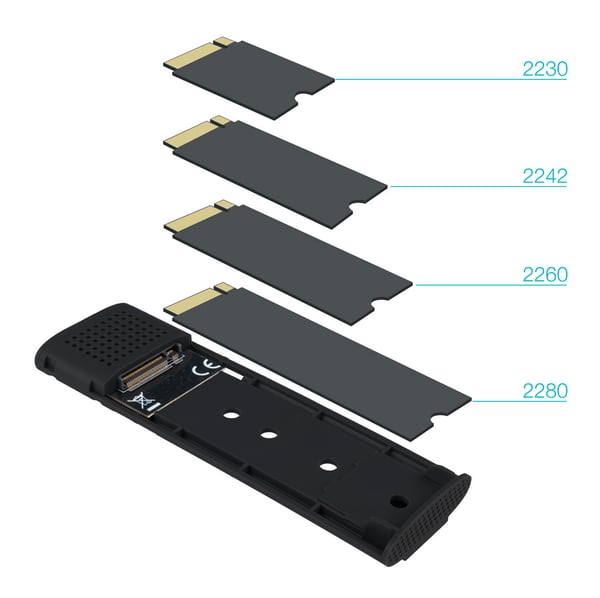 TooQ TQE-2231B tallennusaseman kotelo SSD-kotelo Musta M.2