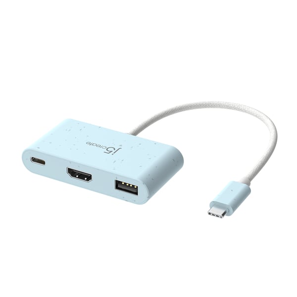 j5create JCA379EC-N Ympäristöystävällinen USB-C® - HDMI™ & USB™ Type-A ja virransyöttö