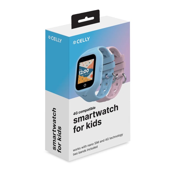 Celly KIDSWATCH4G smartklocka och träningsklocka 3,56 cm (1.4") Digital Pekskärm 4G Svart GPS