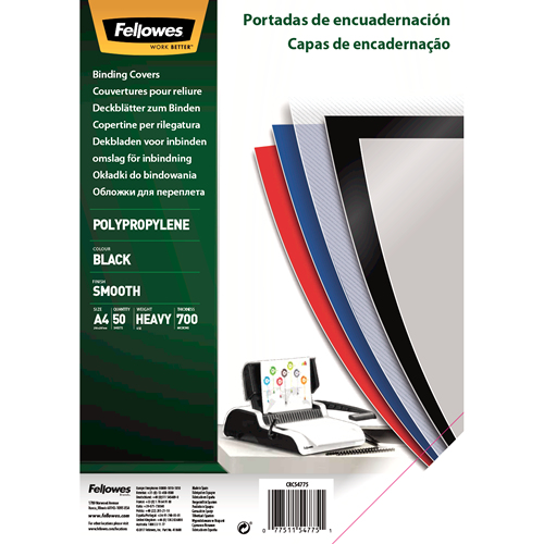 Fellowes 5477502 omslagssidor A4 Polypropylen (PP) Svart 50 styck