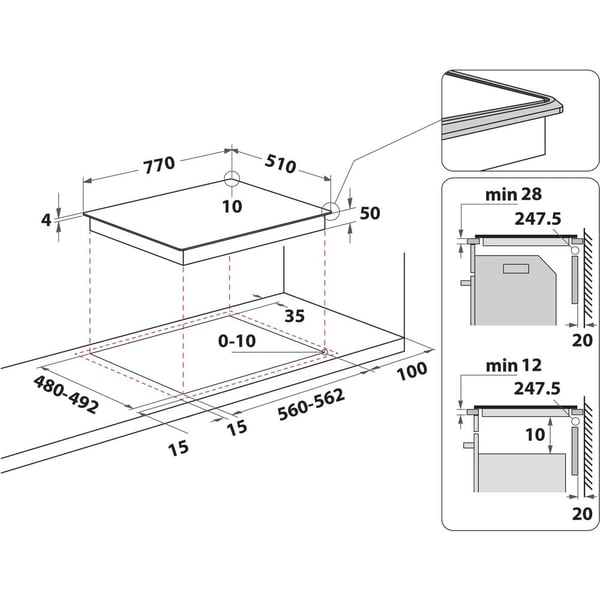Hotpoint HB 5177C NE Sort Indbygget 77 cm Zone induktionskogeplade 4 zone(s)