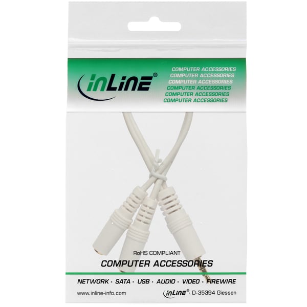 InLine 99300G audiokaapeli 0,1 m 3.5mm 2 x 3.5mm Valkoinen