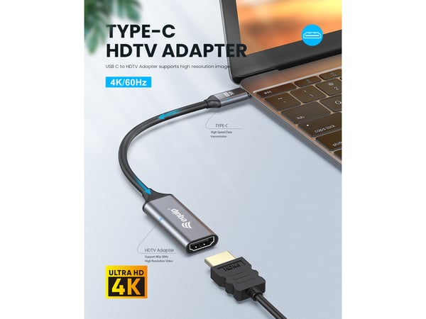 Equip 133491 videokabeladapter 0,15 m USB Type-C HDMI Svart, Grå