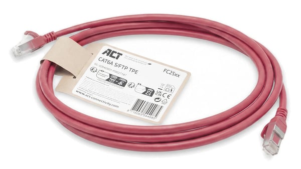 ACT FC2502 netværkskabel Rød 2 m Cat6a S/FTP (S-STP) Rund