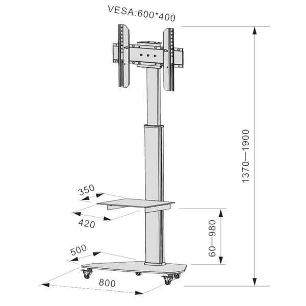 Techly ICA-TR3SL fäste för skyltningsskärm 177,8 cm (70") Silver