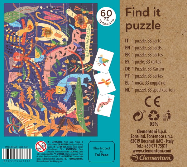 Clementoni Find it puzzle - Bungle in the jungle Puslespil 33 stk Dyr