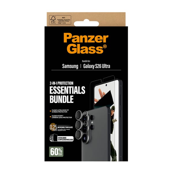 PanzerGlass ® 2-in-1 Hoops® Bundle Samsung Galaxy S26 Ultra | Ultra-Wide Fit Genomskinligt skärmskydd 1 styck