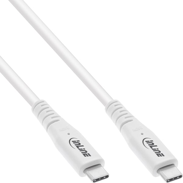 InLine 35901W USB-kablar USB4 Gen 3x2 1 m USB C 40 Gbit/s 240 W Vit