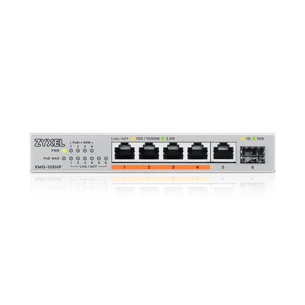 Zyxel XMG-105HP Ikke administreret 2.5G Ethernet (100/1000/2500) Strøm over Ethernet (PoE) Sølv