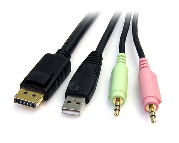 StarTech.com DP4N1USB6 KVM-kabel Sort 1,829 m