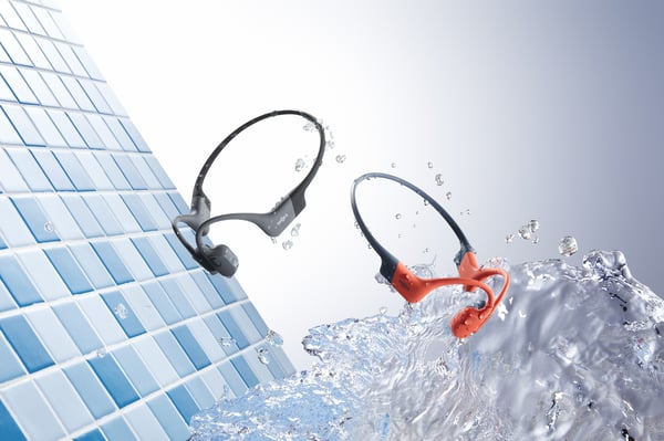 SHOKZ OpenSwim Pro Headset Trådløs Halsbånd Sport Bluetooth Sort, Rød