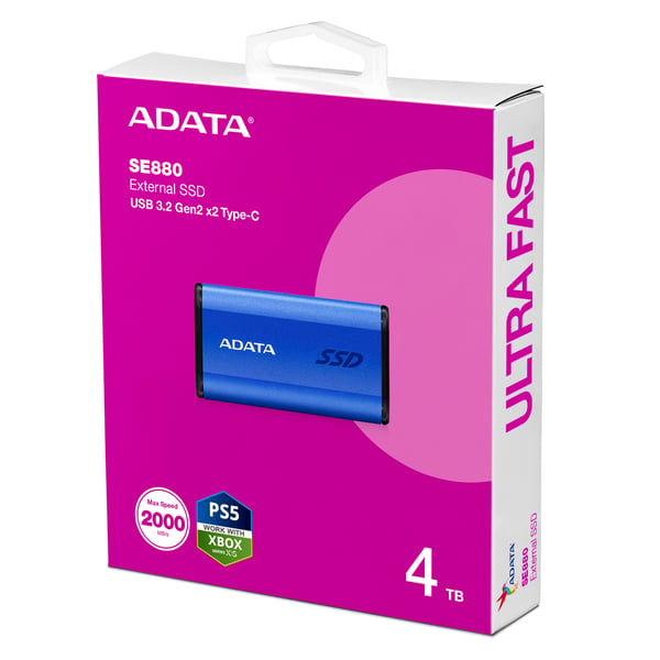 ADATA SE880 4 TB USB Type-C 3.2 Gen 2 (3.1 Gen 2) Blå