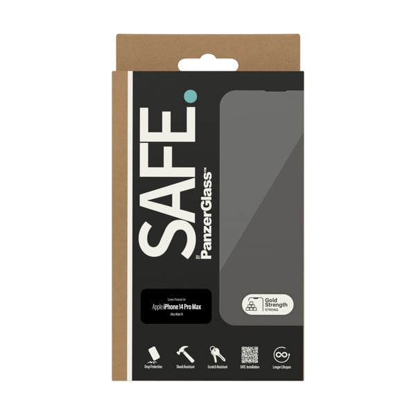 PanzerGlass SAFE. by ® Screen Protector iPhone 14 Pro Max | Ultra-Wide Fit Genomskinligt skärmskydd Apple 1 styck
