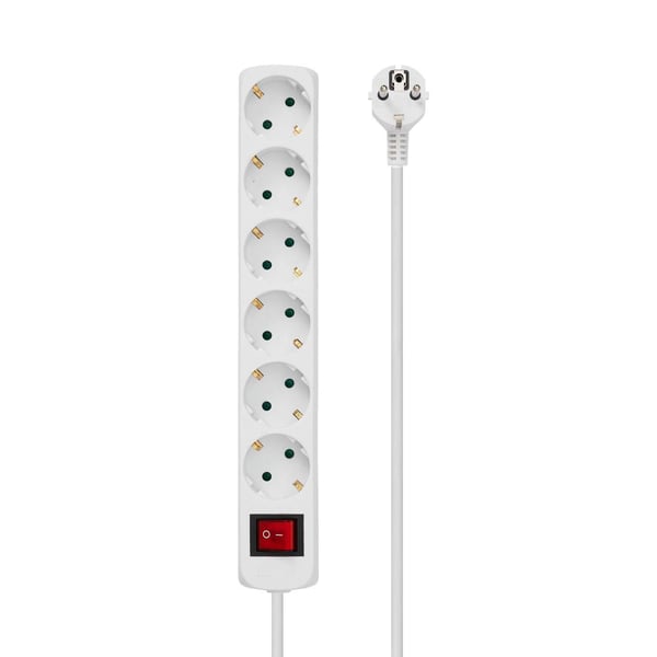 Microconnect GRU006W stikdåse 1,8 m 6 AC stikkontakt(er) Indendørs Hvid