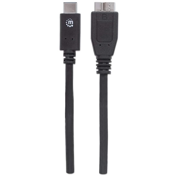 Manhattan 353397 USB-kaapeli USB 3.2 Gen 2 (3.1 Gen 2) 1 m USB C Micro-USB B 10 Gbit/s Musta