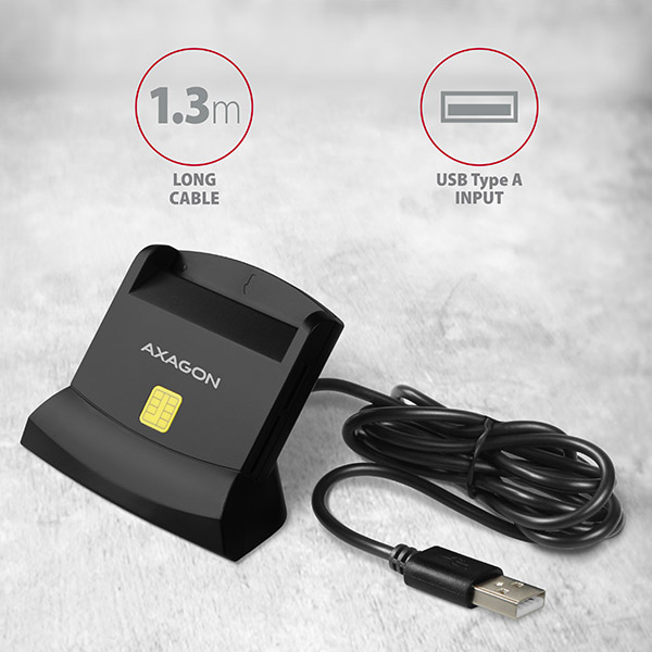 Axagon CRE-SM2 läsare smarta kort inomhus USB USB 2.0 Svart