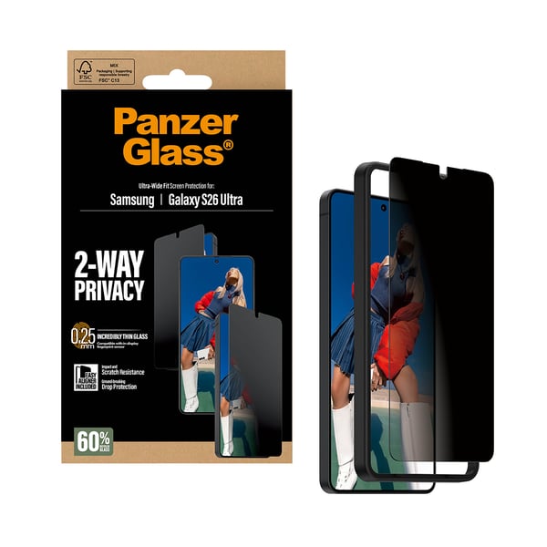 PanzerGlass ® 2-Way Privacy Screen Protector Samsung Galaxy S26 Ultra | Ultra-Wide Fit w. EasyAligner Genomskinligt skärmskydd 1 styck