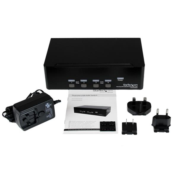 StarTech.com 4-portars Dual DVI USB KVM-switch/omkopplare med ljud och USB 2.0-hubb