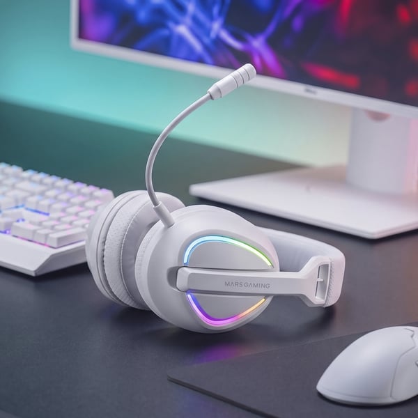 Mars Gaming MHWQUASARW hovedtelefoner/headset Trådløs Spil USB Type-C / USB Type-A Bluetooth Hvid