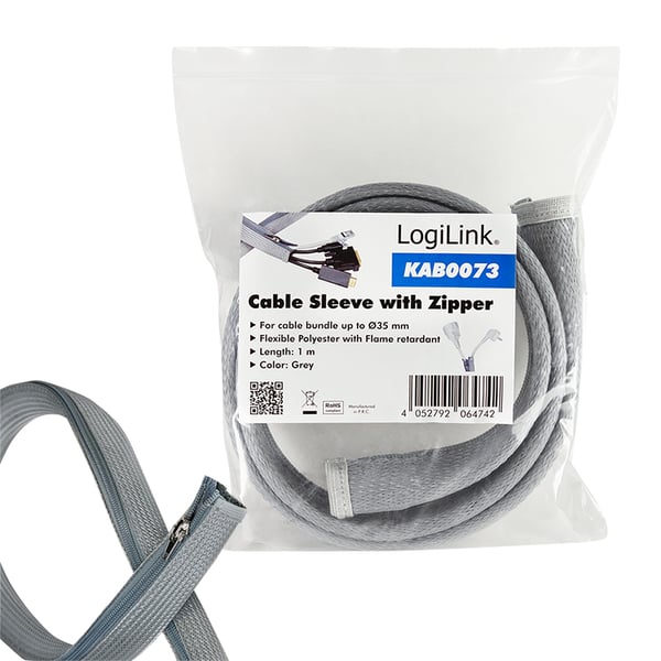 LogiLink KAB0073 kaapelisuojus Harmaa