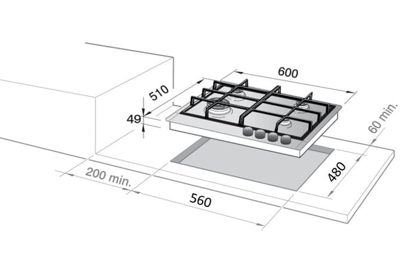 De’Longhi FFA 46 ASDV kogeplade Rustfrit stål Indbygget 60 cm Gaskomfur 4 zone(s)