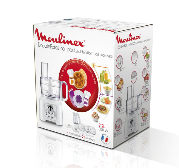 Moulinex FP5441 monitoimikone 800 W 2,2 L Valkoinen, Hopea, Harmaa