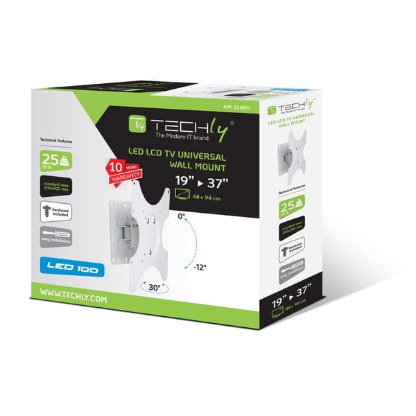 Techly ICA-LCD 2900WH tv-beslag 94 cm (37") Hvid