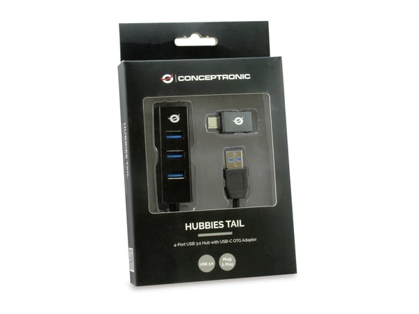 Conceptronic HUBBIES04B gränssnittshubbar USB 3.2 Gen 1 (3.1 Gen 1) Type-A 5000 Mbit/s Svart