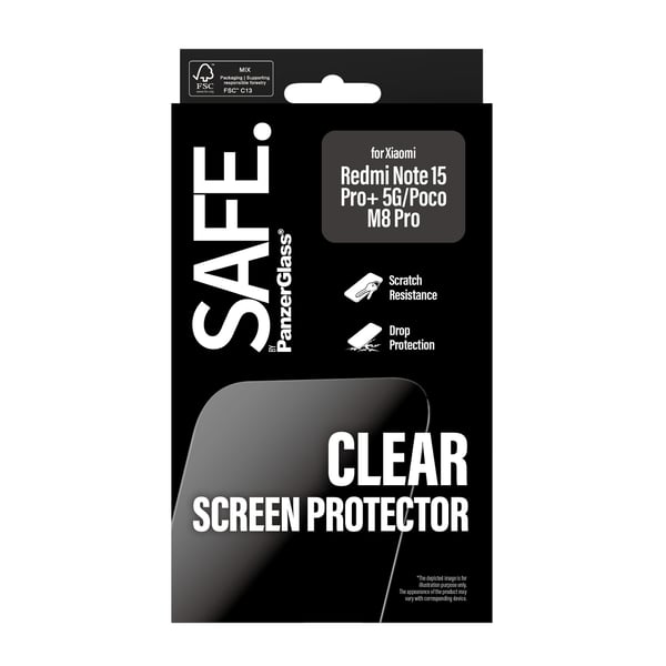 PanzerGlass SAFE. by ® Screen Protector Xiaomi Redmi Note 15 Pro+ 5G | Poco M8 Pro | Ultra-Wide Fit Genomskinligt skärmskydd 1 styck