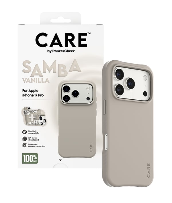 PanzerGlass CARE™ by ® Samba Case Vanilla w. MagSafe iPhone 17 Pro mobiltelefonfodral Mobilskal Beige