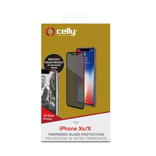 Celly Privacy 3D Glass Genomskinligt skärmskydd Apple 1 styck