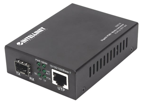 Intellinet 508216 netværksomformer til medie 1000 Mbit/s Sort