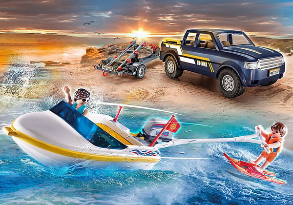 Playmobil FamilyFun Pick-Up with Speedboat