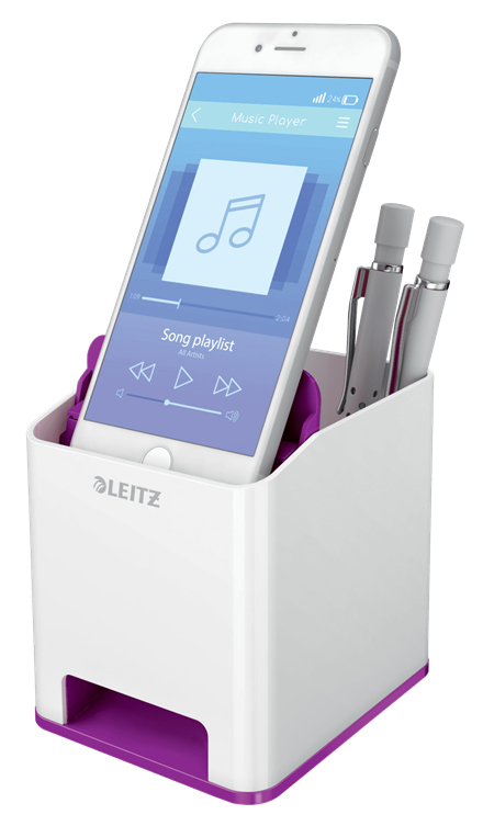 Leitz WOW Pennkopp med Ljudförstärkande Mobilhållare