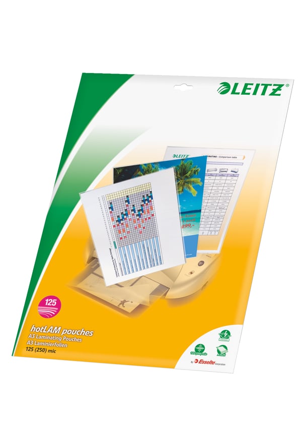 Leitz iLAM Premium glansiga A3 Lamineringsfickor, 125 mikron, 25-pack Leitz iLAM Premium glansiga A3 Lamineringsfickor, 125 mikron, 25-pack