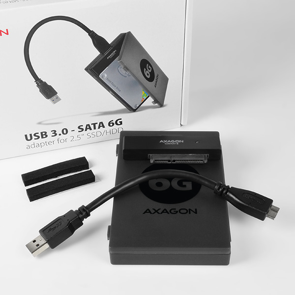Axagon ADSA-1S6 tallennusaseman kotelo HDD-/SSD-kotelo Musta 2.5"