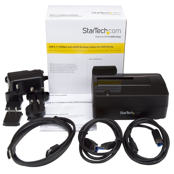 StarTech.com Dockningsstation för USB 3.1-/eSATA- till SATA-hårddiskar med ett fack, USB 3.1-hårddiskdockningsstation (10 Gbps), extern 2,5/3,5 tums SATA III-hårddisk/SSD-dockningsstation, hårddiskfack med toppladdning