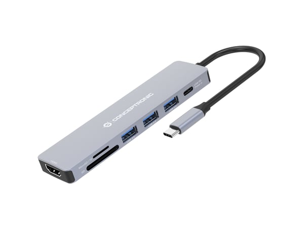 Conceptronic DONN19G kannettavien tietokoneiden telakka ja porttitoistin Langallinen USB 3.2 Gen 1 (3.1 Gen 1) Type-C Harmaa