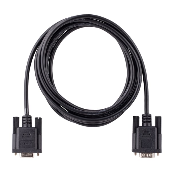 StarTech.com RS232 seriell nollmodel-kabel på 3 m, seriell crossover-kabel med/Al-Mylar-skärmning, DB9 seriell COM-portkabel (hane till hona), kompatibel med DTE-enheter, svart, F/M