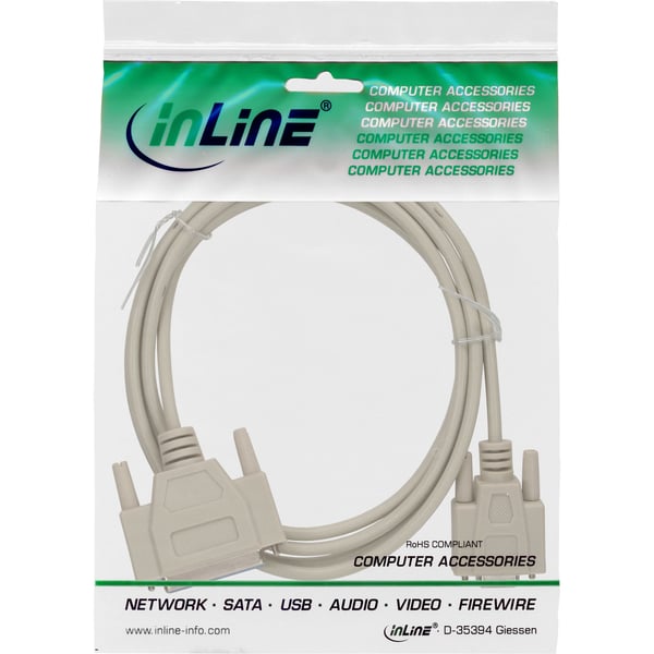 InLine 12122 serielkabel Beige 2 m DB-9 DB-25