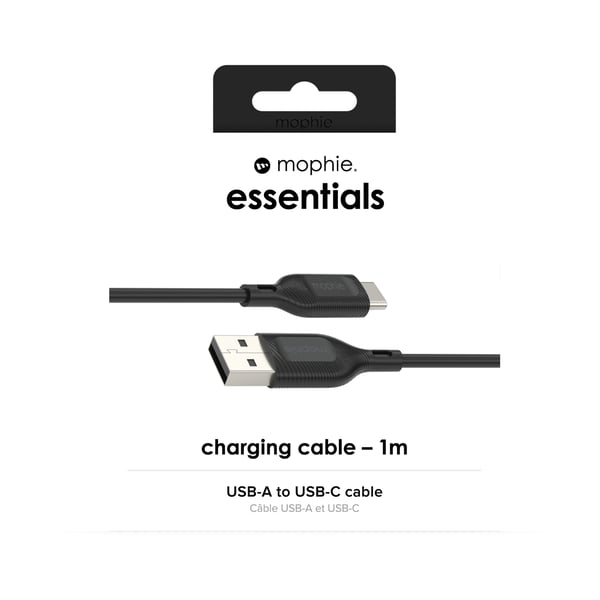 mophie essentials charging cables | 1M USB-kabel USB 2.0 USB A USB C Sort