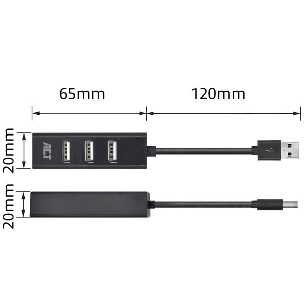 ACT AC6205 gränssnittshubbar USB 2.0 480 Mbit/s Svart