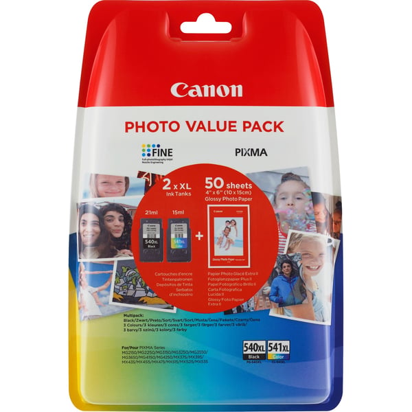 Canon PG-540XL/CL541XL mustekasetti 2 kpl Alkuperäinen Korkea (XL) värintuotto Musta, Syaani, Keltainen, Magenta