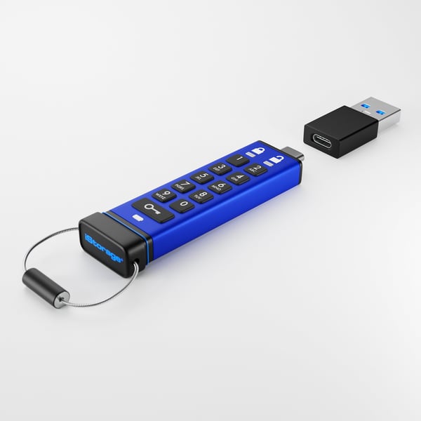 iStorage datAshur PRO+C USB-muisti 128 GB USB Type-C 3.2 Gen 1 (3.1 Gen 1) Sininen