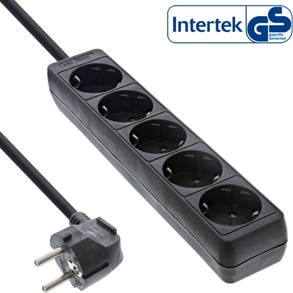 InLine 16451E stikdåse 1,5 m 5 AC stikkontakt(er) Sort