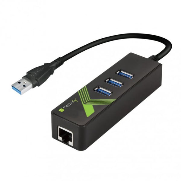 Techly IDATA USB-ETGIGA-3U2 dockningsstationer för bärbara datorer USB 3.2 Gen 1 (3.1 Gen 1) Type-A Svart