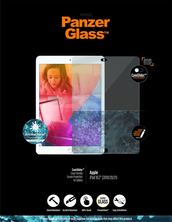 PanzerGlass ® CamSlider® Screen Protector iPad 10.2″ (2019-2021) Kirkas näytönsuoja Apple 1 kpl